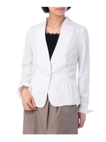 Vネックノーカラージャケット/ホワイト(002)