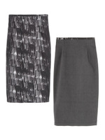 [L]リバークレヨンストライプスカート/ブラック(719)