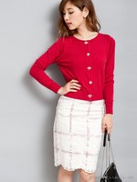 チェック×レーススカート/オフホワイト