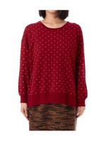 ドット柄ドロップショルダーニット/ボルドー(064)