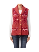 ノルディック柄ショールカラーベスト/ネイビー(793)