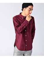 ボーダー装飾コットンオックスシャツ/グリーン(022)