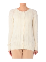 編み柄ニットカーディガン/ホワイト(003)