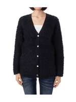 Vネックブークレーニットカーディガン/グリーン系(022)