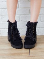 S・ラグソールもれファー/ブーツ/クロ