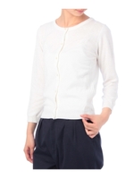 サイド切り替えクルーカーディガン/オフホワイト(003)