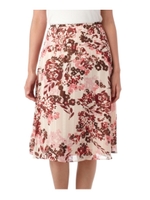 ストライプ×フラワー柄スカート/レッド系(164)