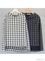 ハウンズトゥースジャガードTOP/ブラック
