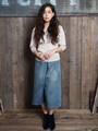 ライトオンスデニム ガウチョパンツ/インディゴ
