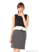 レイヤード風ワンピース/ネイビー×ブラック