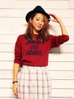 針抜きジャガードロゴニット/ブラック