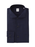 台衿釦付きワンピースカラーシャツ/ブルー系(094)