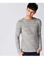 天竺ボーダーボートネックカットソー/ネイビー(393)