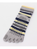 5本指ボーダー柄ソックス/オフホワイト(603)