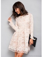 ROSEレースワンピ/ベージュ