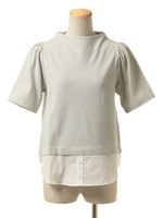 シャツテールカットトップス/グレー