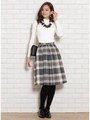 チェックプリントタックスカート/ブラック