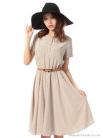 ノーカラーシャツワンピ/カーキ