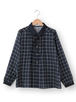 リボン付きピンタックブラウス/ネイビー(293)