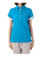 配色ドット切り替えポロシャツ/ライトブルー(091)