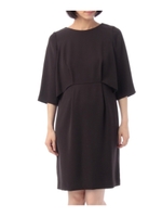 2ピース風後スリット入りワンピース/ブラック系(018)