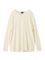 [S]セミAラインVネックニット/ホワイト系(002)