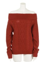 オフショルダーニット/グレー