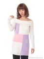 オフショル配色切り替えチュニック/ホワイト
