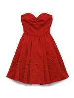 カットワーク刺繍入りドレス/RED