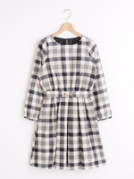 ビットチェックワンピース/キャメル柄