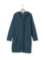 フード付きロングトッパーカーディガン/ブルー(092)