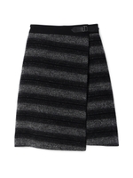 ボーダー柄ラップ風スカート/グレー(312)