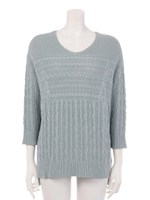 横ケイブルゆるニット/ライトグリーン