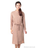 スタンドカラーシャツワンピース/ベージュ系
