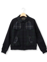 チェック切り替えツイードブルゾン/モスグリーン(224)