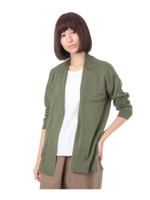 ノーボタンカーディガン+レース使いカットソー/カーキ(027)