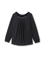 ビジューサテンブラウス/ライトグレー(011)