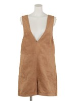 フェイクスウェードロンパース/ベージュ