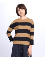 ボーダーショートニット/キャメル(341)