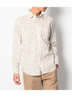 手書き風ドットリネンシャツ/ブルー系(894)