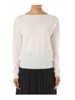 [L]レース使いラウンドネックニット/ホワイト(001)