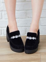 【CanCam12月号山本美月さん着用】ビジューラグソール/ローファー/グレー