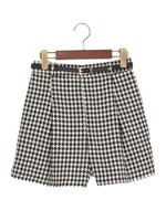 S・ベルト付チドリ柄キュロット/PT/ツィード