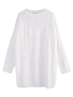 アラン柄ニットチュニック/ブラック