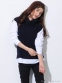 シャツレイヤード風ニットトップ/NAVY