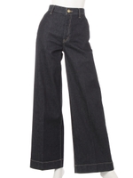 ハイウエストワイド光沢デニム/INDIGO