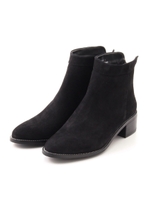 バックファスナーショートブーツ/ブラックスエード