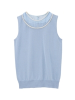 ビジューネックノースリーブニット/ライトブルー(091)