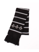 マリン柄ニットマフラー/ブラック(019)