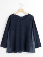 後ろティアード異素材プルオーバー/ネイビー